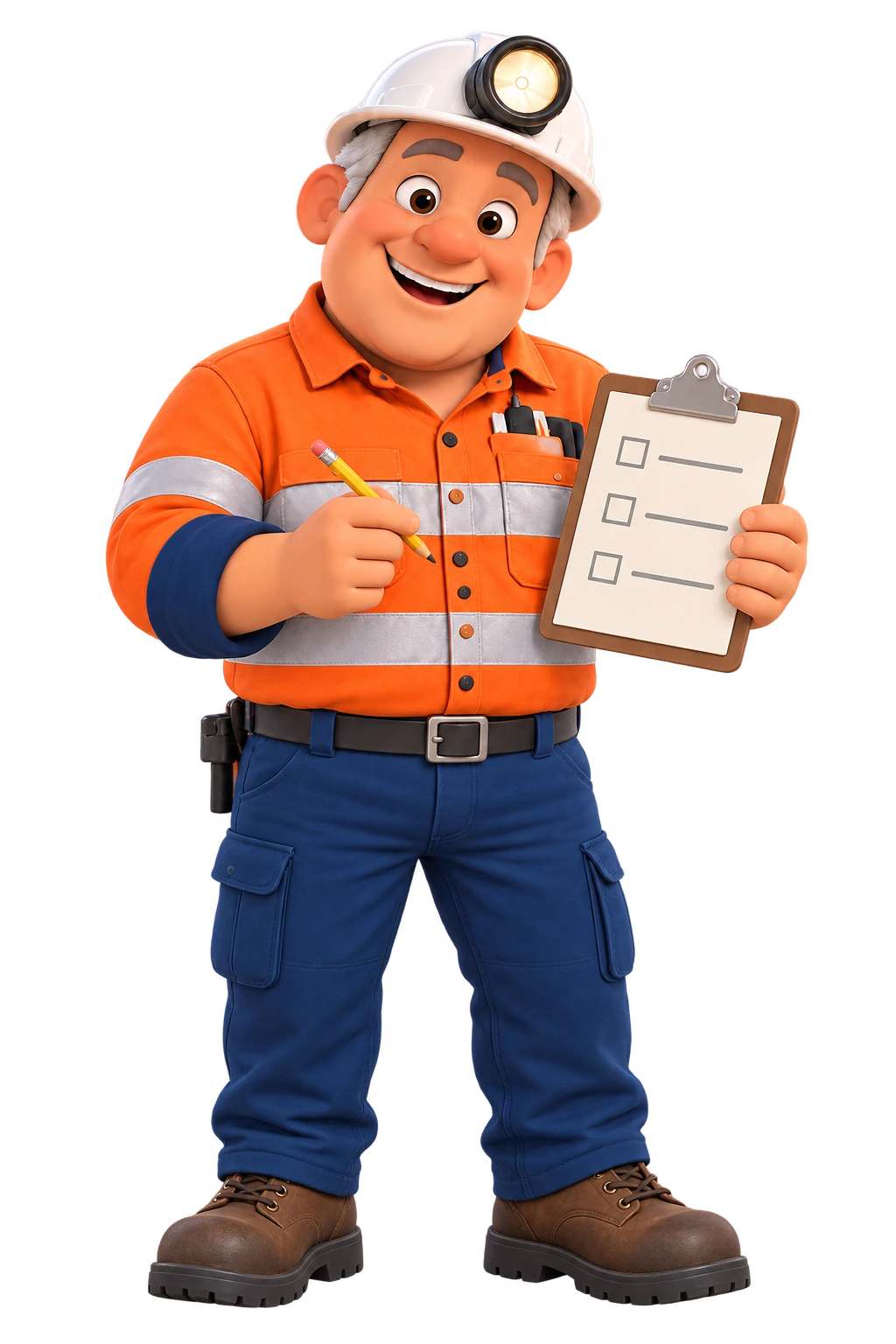 Gus holding a feedback clipboard and pencil, welcoming parents and carers.